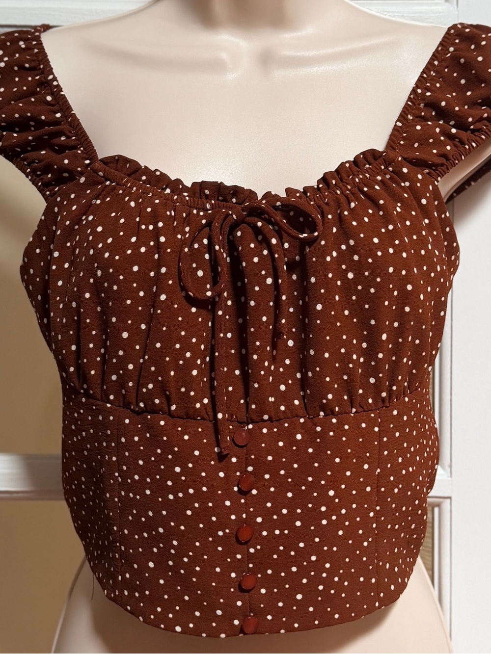 Rust Polka Dot Peplum Crop Top